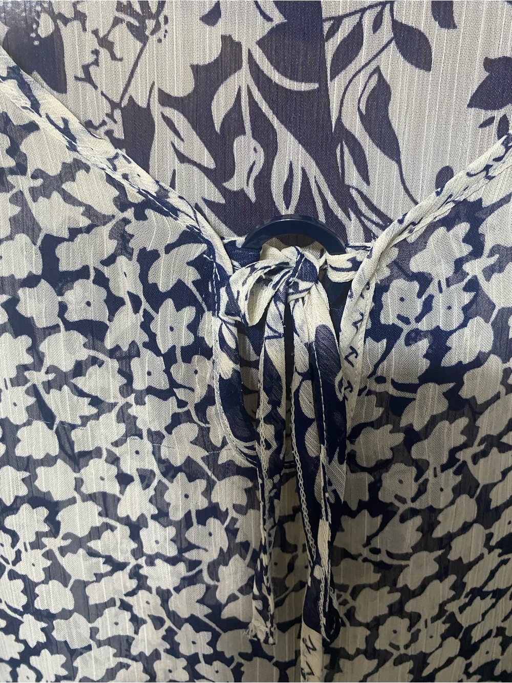 Susan Graver Navy Sleeveless Shell with Cream/Navy Printed Blouse Set - Picture 5 of 5